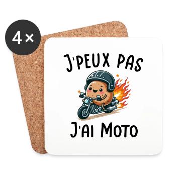 J'peux pas j ai moto - Dessous de verre (lot de 4) - blanc - Devant