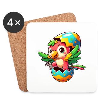 Easter Parrot Hatches from Egg - Coasters (set of 4) - white - Front