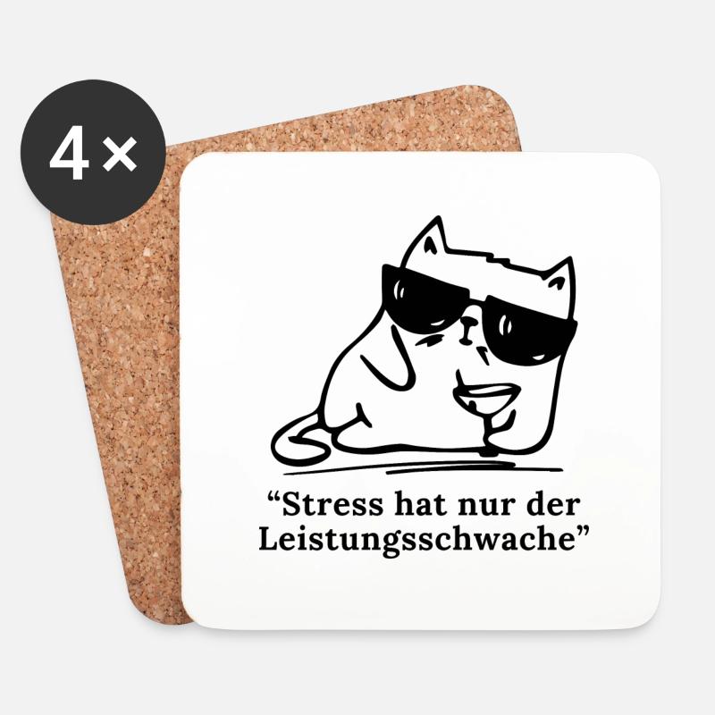 Stress hat nur der Leistungsschwache - Untersetzer (4er-Set) - Weiß