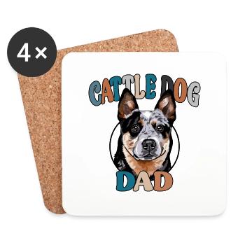 Cattle Dog Dad Hunde Hund Vatertag Wilsigns - Untersetzer (4er-Set) - Weiß - Vorne