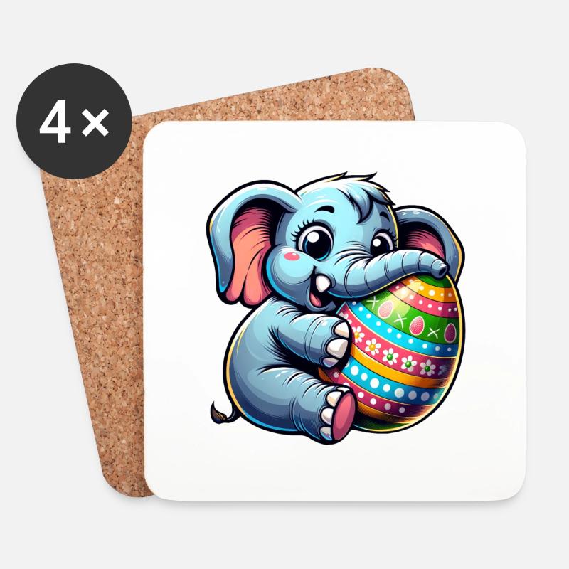 Elefant Umarmt Osterei Osterliebe - Untersetzer (4er-Set) - Weiß