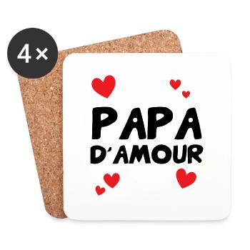 Papa d'amour - Fête des pères - Dessous de verre (lot de 4) - blanc - Devant