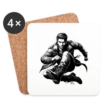 Badass Badboy Man Manhood - Coasters (set of 4) - white - Front