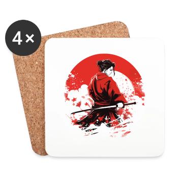 Japanese Art Warrior Onimusha - Coasters (set of 4) - white - Front