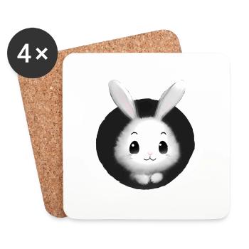 Weisser Hase Kaninchen - Untersetzer (4er-Set) - Weiß - Vorne