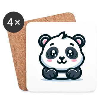 Panda Bear: Cartoon Theme - Coasters (set of 4) - white - Front