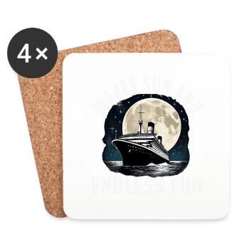 Waves Sun And Endless Fun Cruise Ship Vacation - Coasters (set of 4) - white - Front