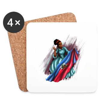 Haïti drapeau haïtien femme princesse je cadeau - Dessous de verre (lot de 4) - blanc - Devant