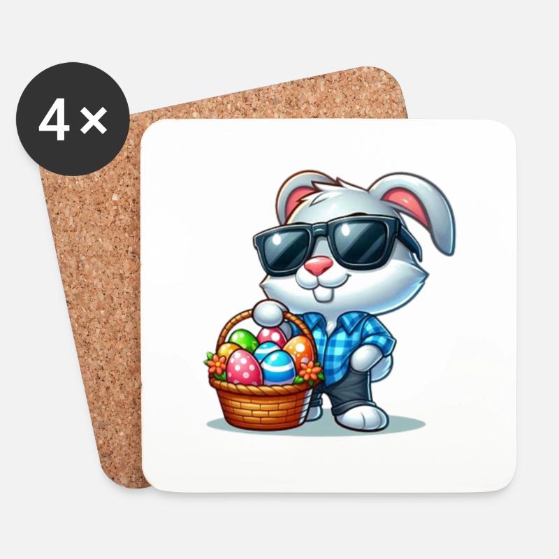 Happy Easter - Untersetzer (4er-Set) - Weiß