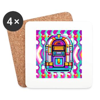 Jukebox / Musical Automaton / Retro / 50s - Coasters (set of 4) - white - Front