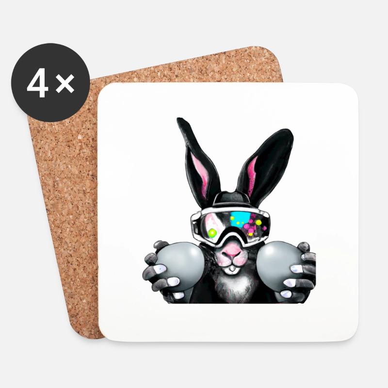 Oster Hase_05 - Untersetzer (4er-Set) - Weiß