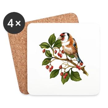 Oiseau coloré - Dessous de verre (lot de 4) - blanc - Devant