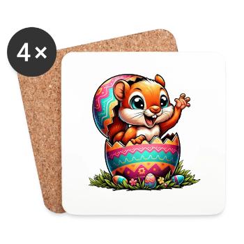 Easter Squirrel with Easter Egg: Adorable - Coasters (set of 4) - white - Front
