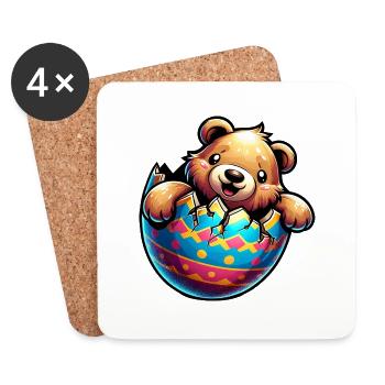 Easter Bear Hatches from Easter Egg: Sweets - Coasters (set of 4) - white - Front