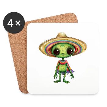Cinco de Mayo Alien Außerirdischer Feier Design - Untersetzer (4er-Set) - Weiß - Vorne