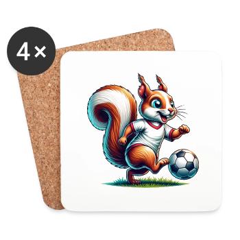 Eichhörnchen Fußball Tierliebe Nüsse Sport - Untersetzer (4er-Set) - Weiß - Vorne