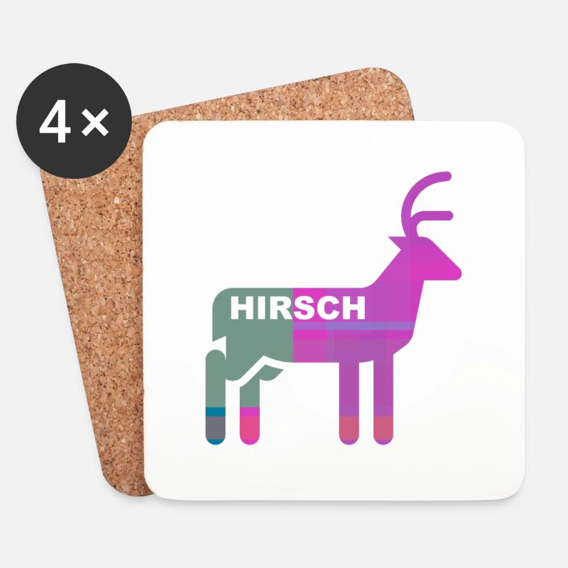 Hirsch - Untersetzer (4er-Set) - Weiß