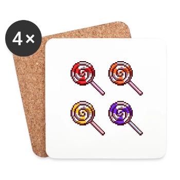 Sucettes Candy Caramel Sucre Rétro Pixel - Dessous de verre (lot de 4) - blanc - Devant