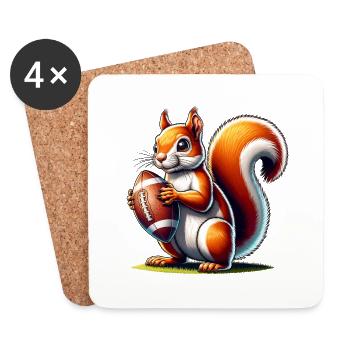 Football américain écureuil noix amoureux des animaux - Dessous de verre (lot de 4) - blanc - Devant