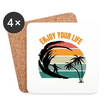Enjoy your Life - Enjoy Your Life Gift - Coasters (set of 4) - white - Front