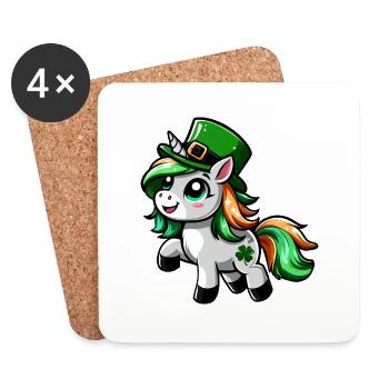 St. Patrick's Einhorn Cartoon - Untersetzer (4er-Set) - Weiß - Vorne