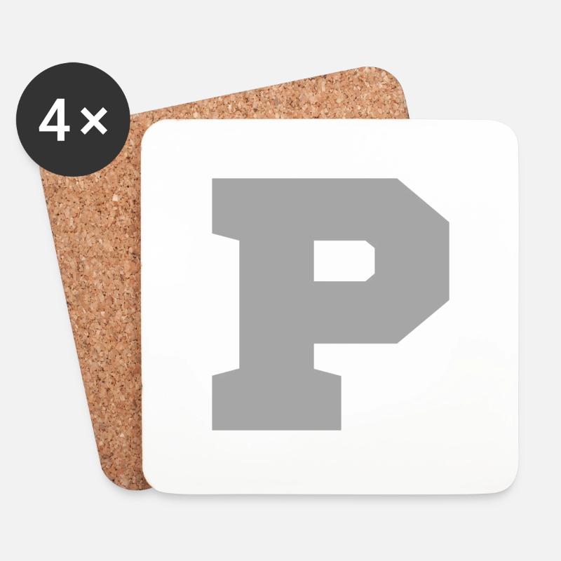 Buchstabe p sport - Untersetzer (4er-Set) - Weiß