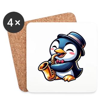 Pinguin Saxofon Jazz Musiker Saxofonist - Untersetzer (4er-Set) - Weiß - Vorne