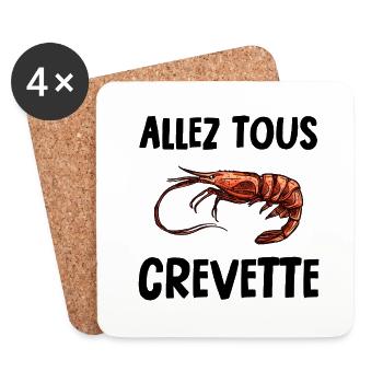 allez tous crevette - Dessous de verre (lot de 4) - blanc - Devant