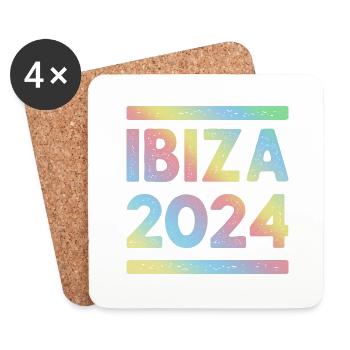 Ibiza 2024 Bunt Urlaub Team - Untersetzer (4er-Set) - Weiß - Vorne