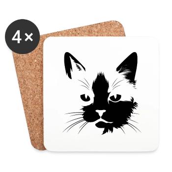 Cat, Cat Motif - Coasters (set of 4) - white - Front