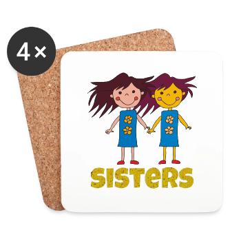 sisters funny - Coasters (set of 4) - white - Front