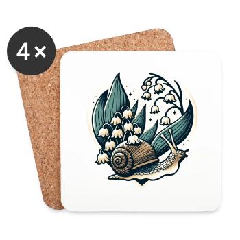 Escargot de muguet - Dessous de verre (lot de 4) - blanc - Devant