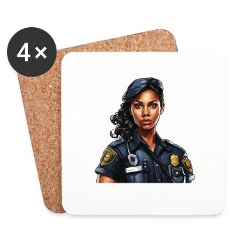 Police / Opérations / Profession / Emploi / Forces d’urgence - Dessous de verre (lot de 4) - blanc - Devant