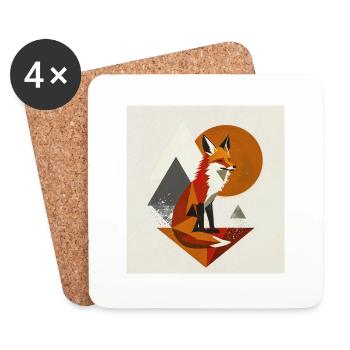 Wild Fox : Art abstrait de la nature - Dessous de verre (lot de 4) - blanc - Devant