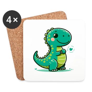 Designs For Kids – Lustige Dinosaurier - Untersetzer (4er-Set) - Weiß - Vorne