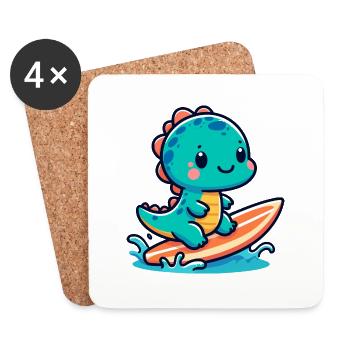 Designs For Kids – Lustige Dinosaurier - Untersetzer (4er-Set) - Weiß - Vorne