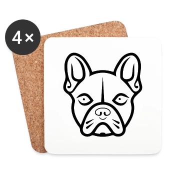 French Bulldog - Coasters (set of 4) - white - Front