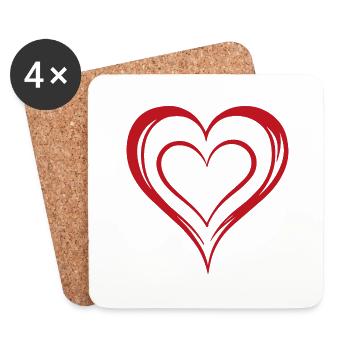 Coeur, Amour, Saint Valentin, Symbole - Dessous de verre (lot de 4) - blanc - Devant