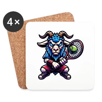 Joueur de tennis de chèvre Design dynamique - Dessous de verre (lot de 4) - blanc - Devant