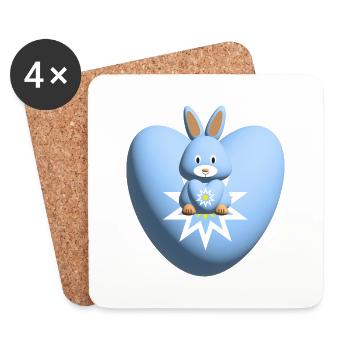 Herz mit süßem hellblauen Hase. - Untersetzer (4er-Set) - Weiß - Vorne
