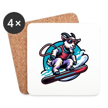 Ziege Snowboard Winter Abenteuer - Untersetzer (4er-Set) - Weiß - Vorne