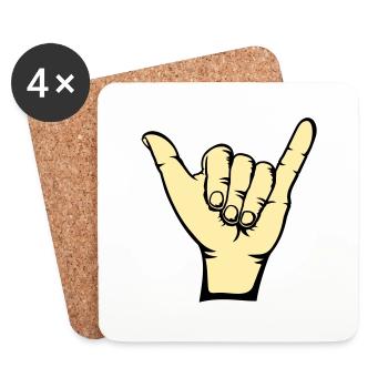 Surfer Icon Hand - Dessous de verre (lot de 4) - blanc - Devant