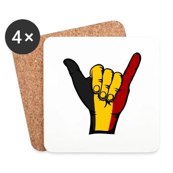 Belgium Flag Surfing Symbol - Coasters (set of 4) - white - Front