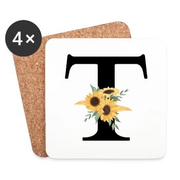 Sonnenblume Blumen T Brief - Untersetzer (4er-Set) - Weiß - Vorne