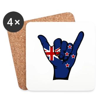 New Zealand Flag Surfing Symbol - Coasters (set of 4) - white - Front