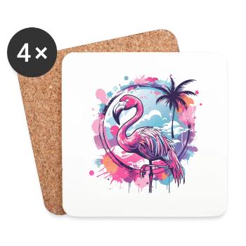 Flamingo - Untersetzer (4er-Set) - Weiß - Vorne