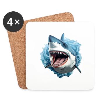 Shark in the ocean - Coasters (set of 4) - white - Front