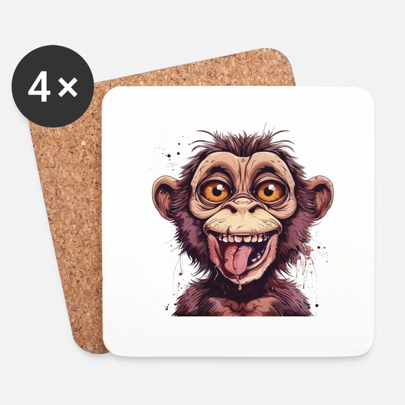 Crazy Monkey - Coasters (set of 4) - white