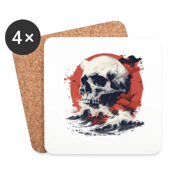 Skull in the sea of waves - Coasters (set of 4) - white - Front
