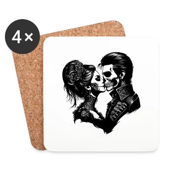 Romantisches Paar Illustration mit Liebe - Untersetzer (4er-Set) - Weiß - Vorne